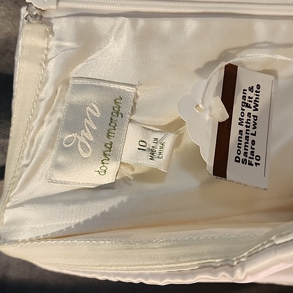Donna Morgan size 10 Samantha fit & flare ivory/white strapless - Picture 3 of 10